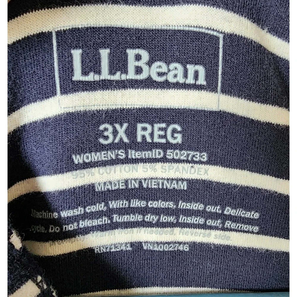 L.L. Bean Snap Front Hoodie Women 3X Blue White Striped Cotton Blend 502733 - Picture 3 of 11
